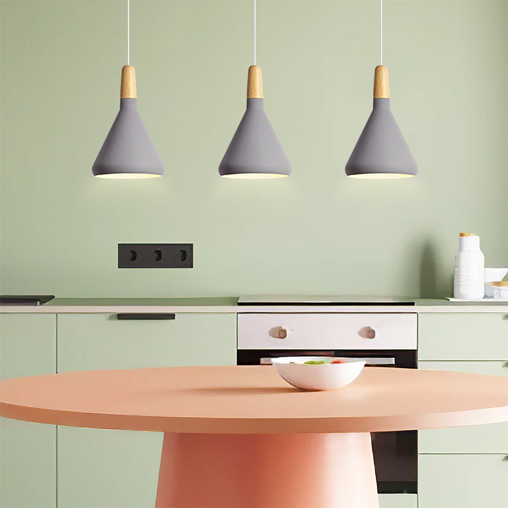Nordic Macaron Pendant Light | Wooden Accent | Minimalist Charm | D7.09"-15.35" | Brick by Brick