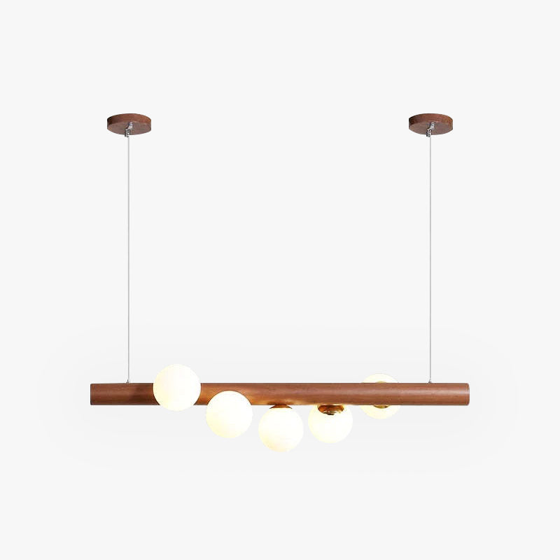 Glass Bubble Pendant Light | 31.5 - 47.2 in | Wood Walnut | Modern LED Ceiling Light | Living Room | Dining Room | Brick by Brick