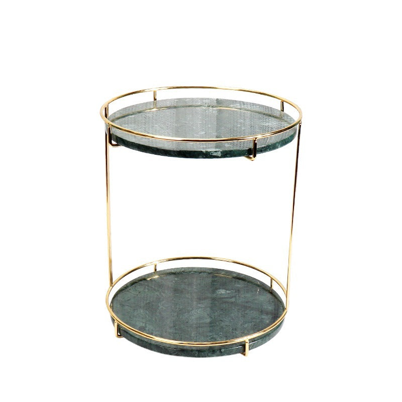 Round Marble Double Tray | Medium to Large | Two-Tier Display | Gold Frame | Brick by Brick