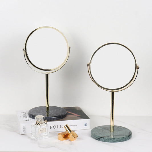 Standing Vanity Mirror | 5.9 x 13.4 in | Solid Marble Base | Rotating Metal Frame | Brick by Brick
