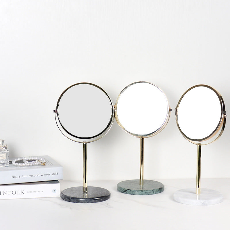 Standing Vanity Mirror | 5.9 x 13.4 in | Solid Marble Base | Rotating Metal Frame | Brick by Brick