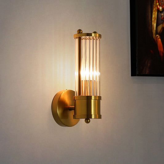 Modern Gold Wall Light | LED Glass Vanity | Fixture Hardwired | 10.63"or 18.90" | Brick by Brick