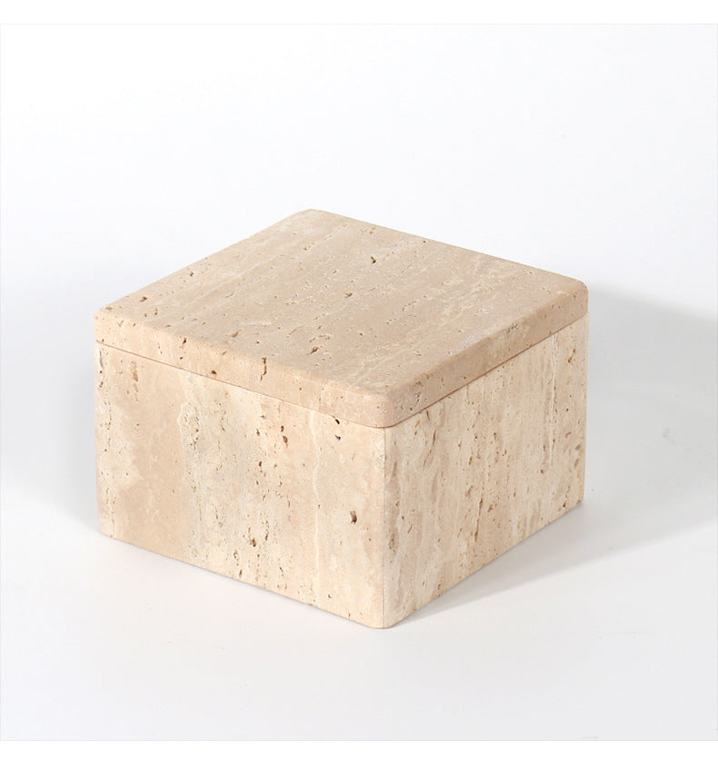 Travertine Jewelry Box | Natural Stone | Geometric Storage | Elegant Vanity Organizer | Brick by Brick