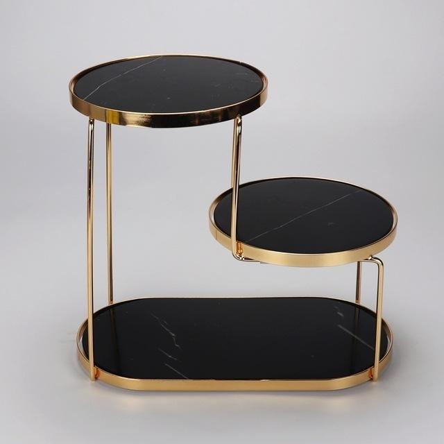 Luxury Marble Tiered Tray | Oval Base | Gold-Finish | Decorative & Serving | Brick by Brick