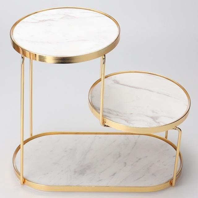 Luxury Marble Tiered Tray | Oval Base | Gold-Finish | Decorative & Serving | Brick by Brick