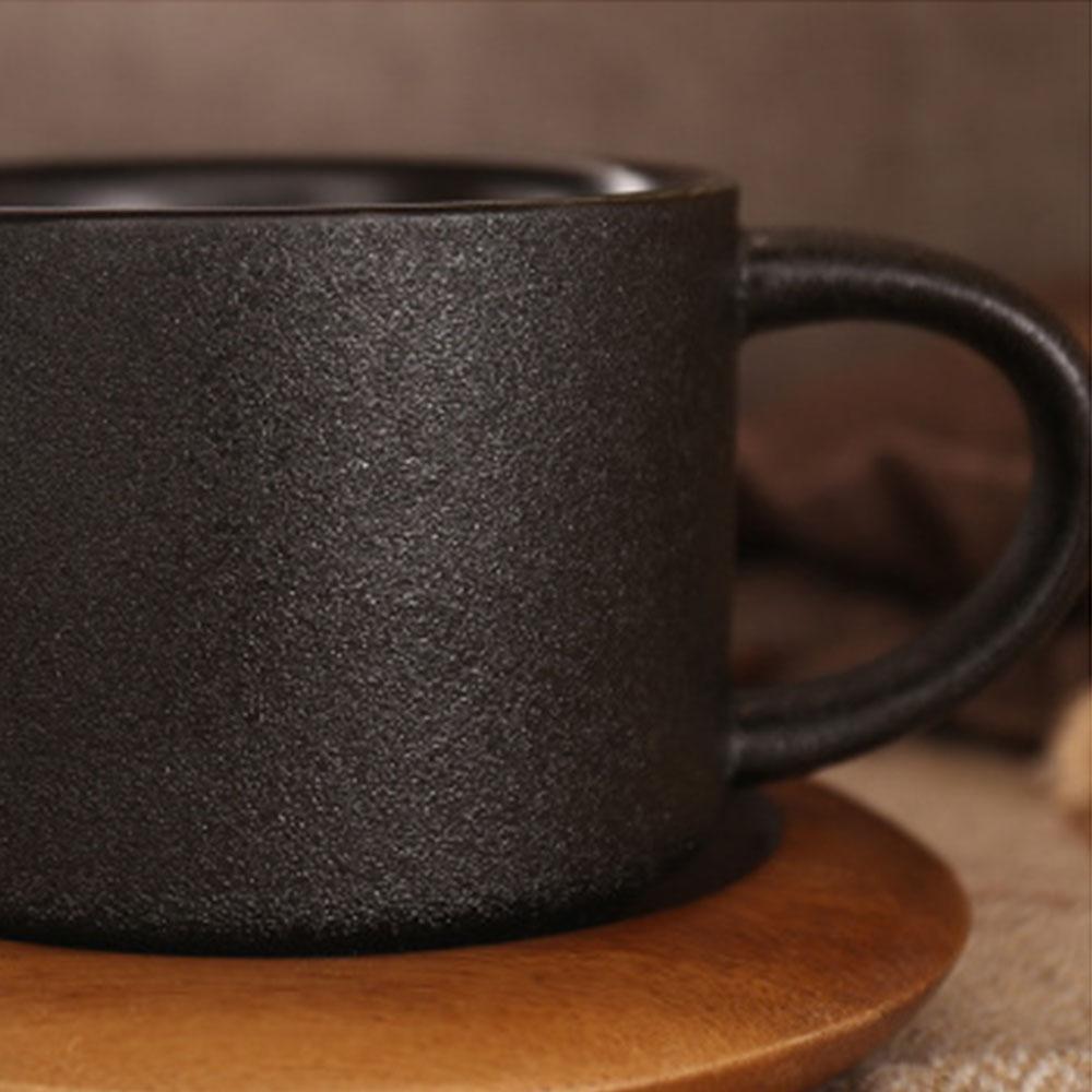 Stoneware Coffee Mug | Black | Oven-Baked Finish | Cup, Spoon & Base Set | Brick by Brick