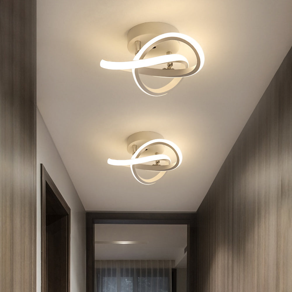 Metal White LED Ceiling Light | Iron & Acrylic | 9.5"–9.8"x4.72"-7.87" | Modern Minimalist Lighting | Brick by Brick