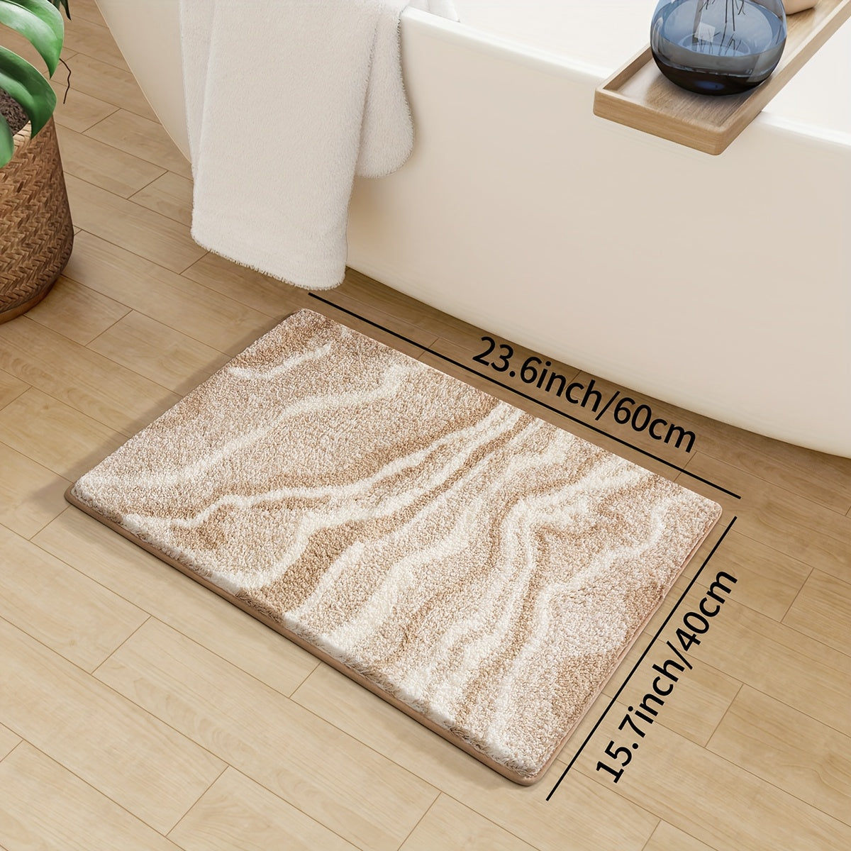 Modern Zebra Bath Mat | Soft Plush | Absorbent Non-Slip Polyester | Brick by Brick