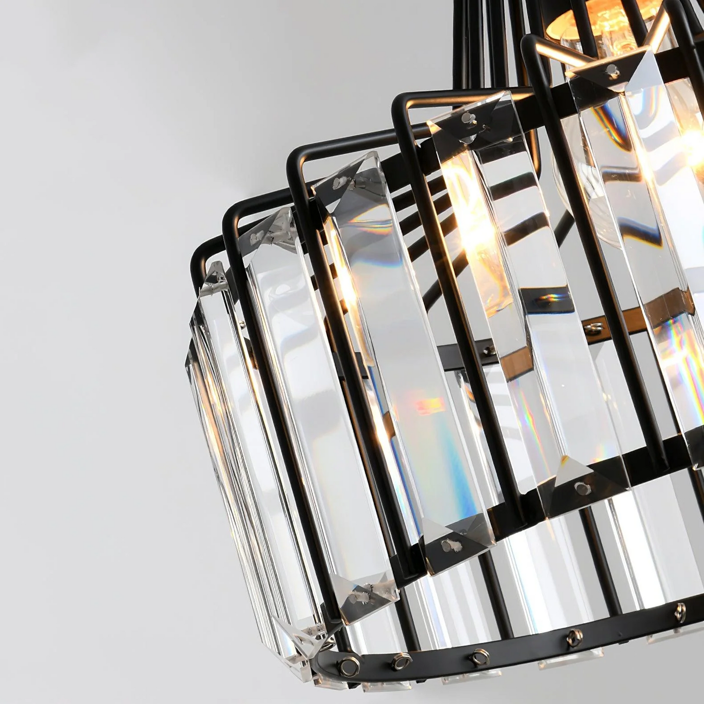 Black Crystal Pendant Light | Sleek Black Finish | Shimmering Crystal Accents | Statement Lighting | Brick by Brick