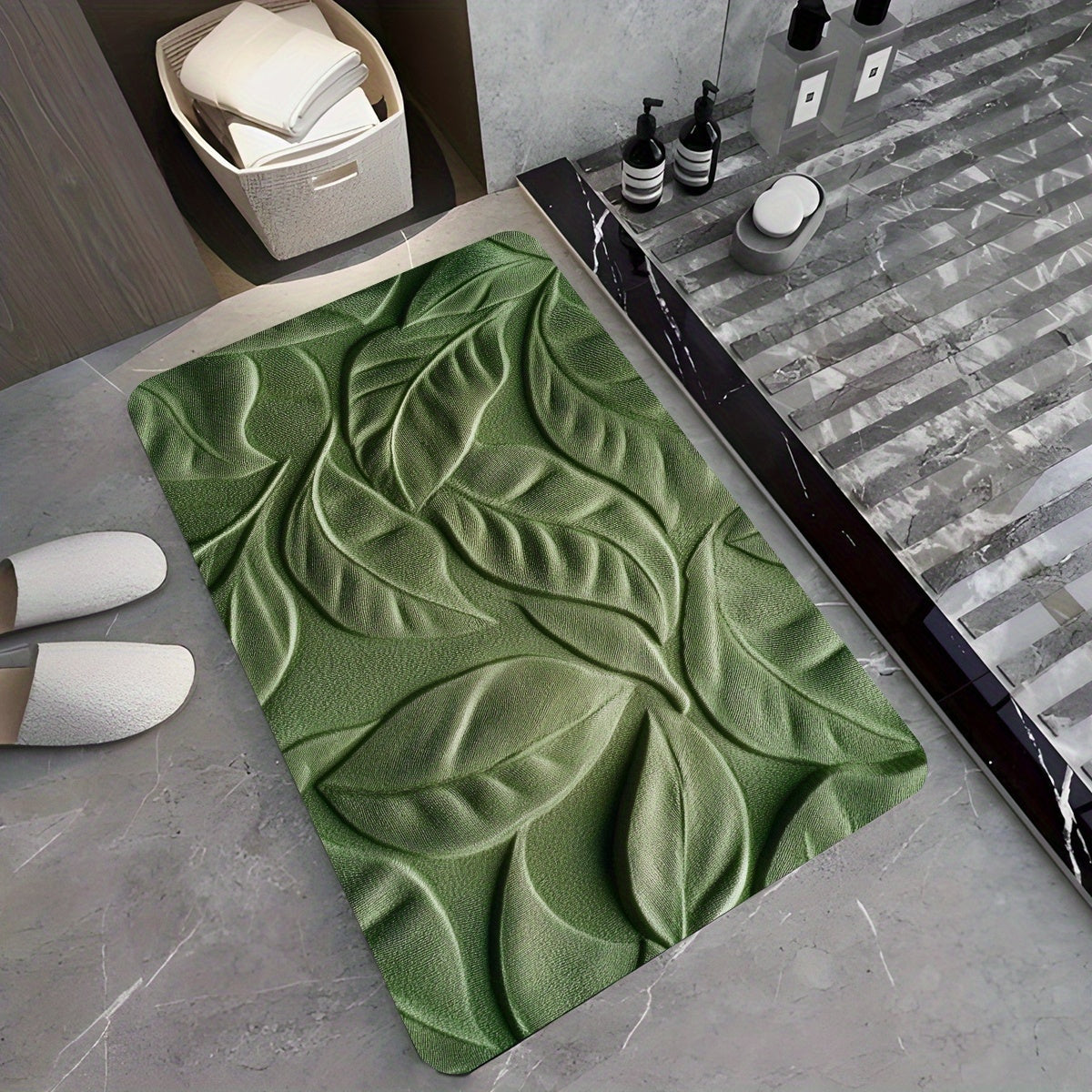 Quick-Dry Bath Mat | Diatomaceous Earth Leaf Pattern | Non-Slip | Brick by Brick