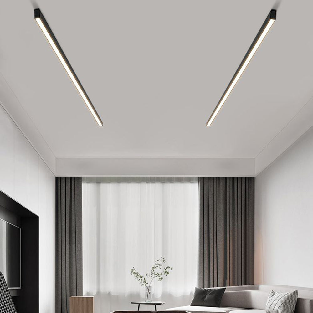 Contemporary LED Linear Ceiling Light | 23.6–47.2 in | Dimmable Flush Mount |Black Metal | Brick by Brick