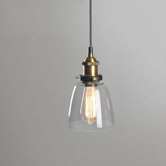 Vintage Glass Pendant Light | H9 - H10.2in | Retro Ceiling Chandelier | Adjustable Cord Fixture | Brick by Brick