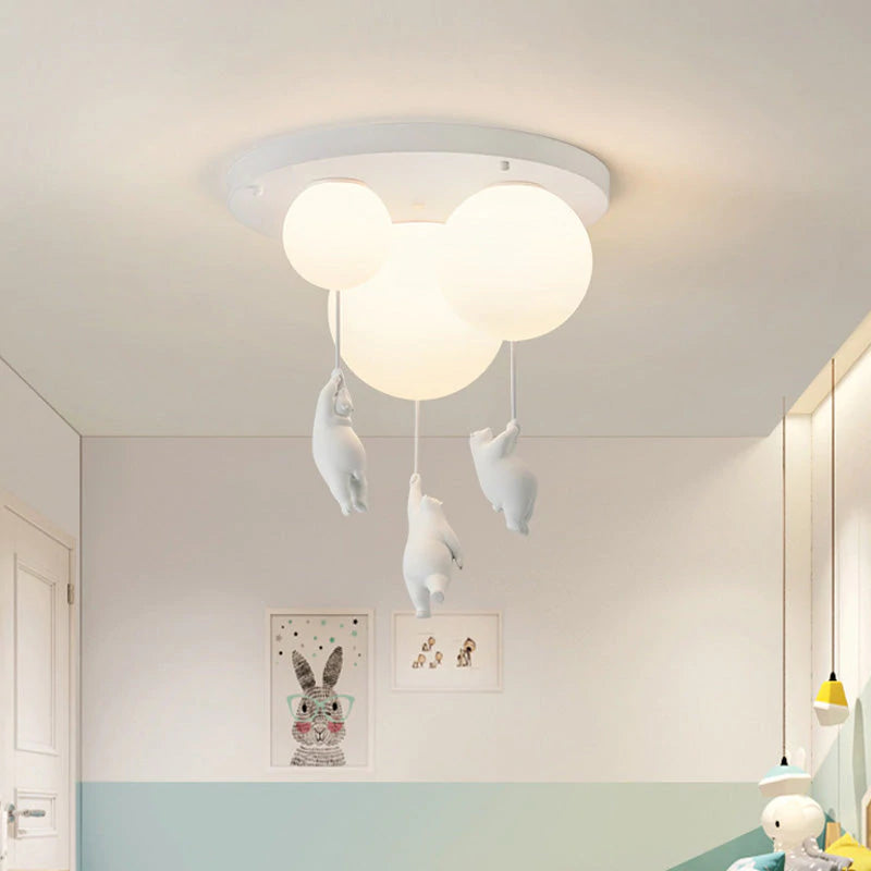 Kids LED Flush Mount Ceiling Light | H5.9 - 7.6 in | Bear Balloon Design | Resin & Acrylic | Warm Glow | Indoor | Brick by Brick