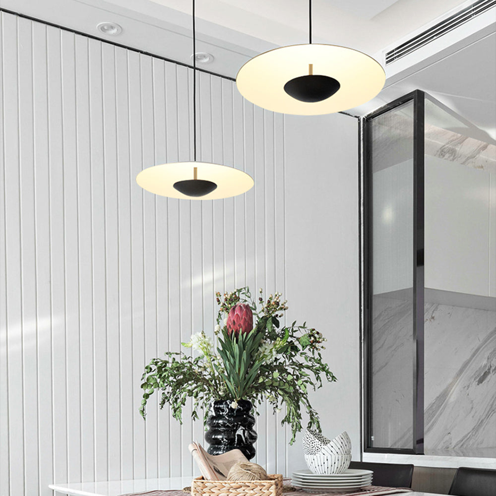 Nordic LED Frisbee Pendant Light | 13.8/17.7" x 4.7 in | Wood & Brown | Metal fixture | Brick by Brick
