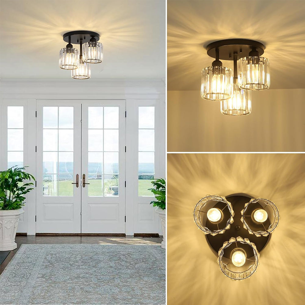 Crystal Elegance Ceiling Light | Semi-Flush Mount | 9.8 in x 10.2 in | Refined Home Ambiance | Brick by Brick