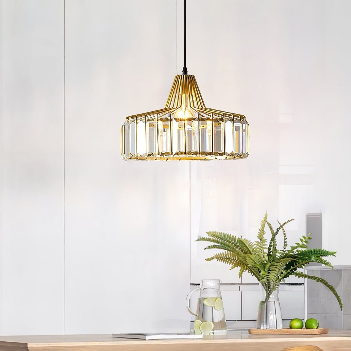 Black Crystal Pendant Light | Sleek Black Finish | Shimmering Crystal Accents | Statement Lighting | Brick by Brick