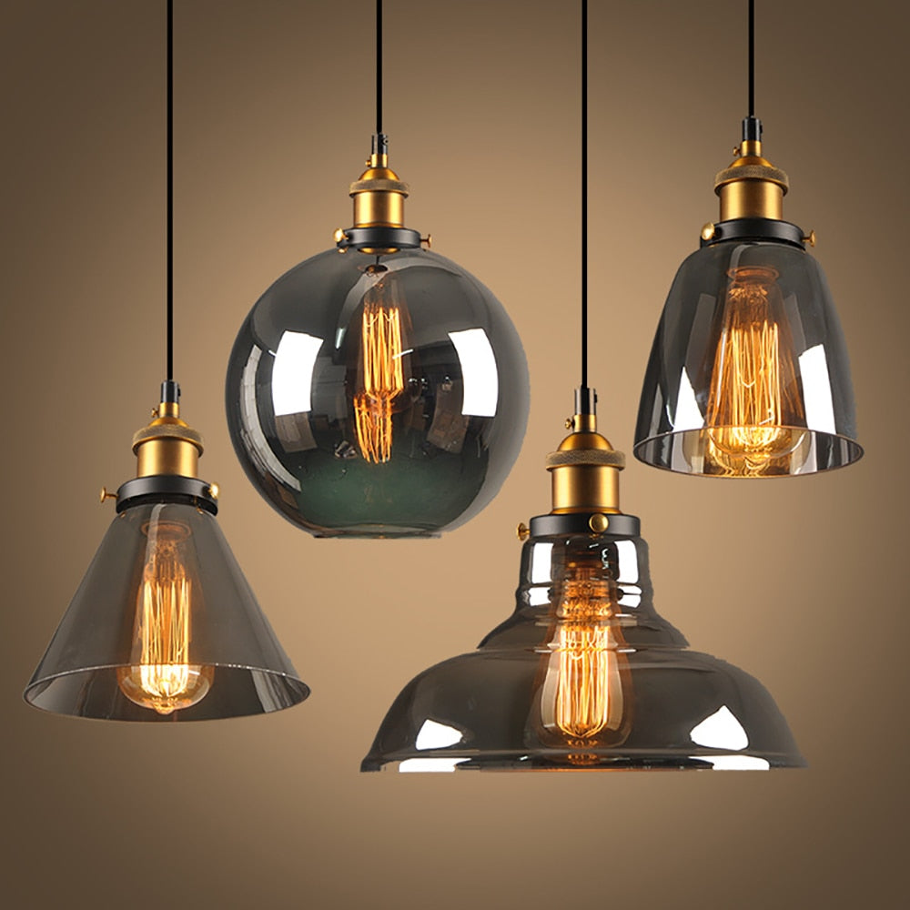 Scandinavian Glass Pendant Light | Clear, Grey & Amber | Elegant Home Accent | Brick by Brick