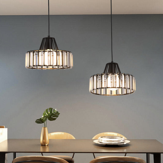 Black Crystal Pendant Light | Sleek Black Finish | Shimmering Crystal Accents | Statement Lighting | Brick by Brick