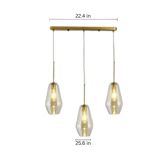 Amber Glass LED Chandelier | Modern Dimmable Pendant Light | Indoor Bedroom Living Room | Brick by Brick