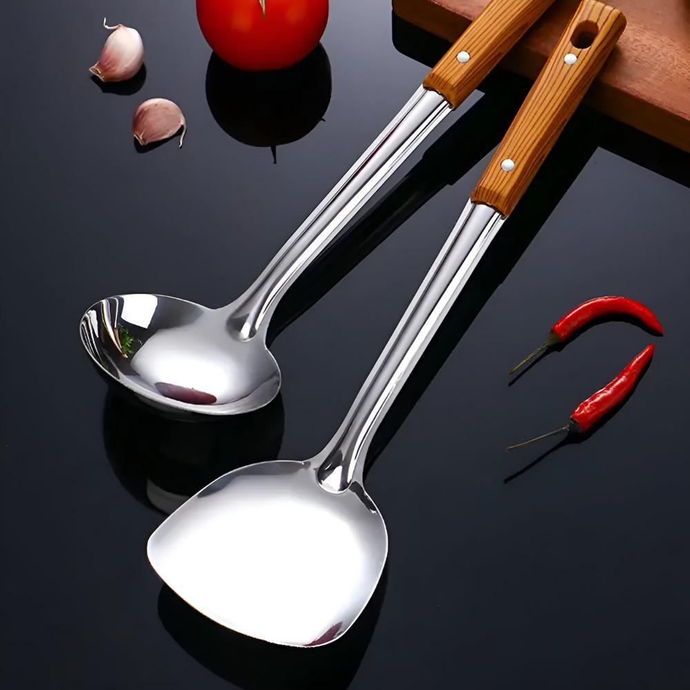 Kitchen Utensil Set | Stainless Steel | Wood Handle | Premium Cooking Tools for Daily Use