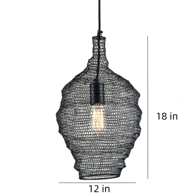 Wabi Sabi Iron Mesh Chandelier | 7.5 lbs | H14 - H 29.5in | Japanese Style Retro Pendant Light | Brick by Brick