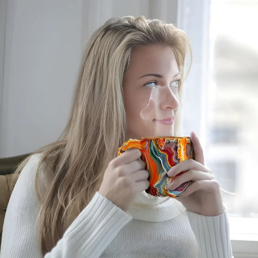 Mineral Crystal Coffee Mugs | Gemstone Texture Glass | Height 2.95 in | 355–444 ml | Brick by Brick