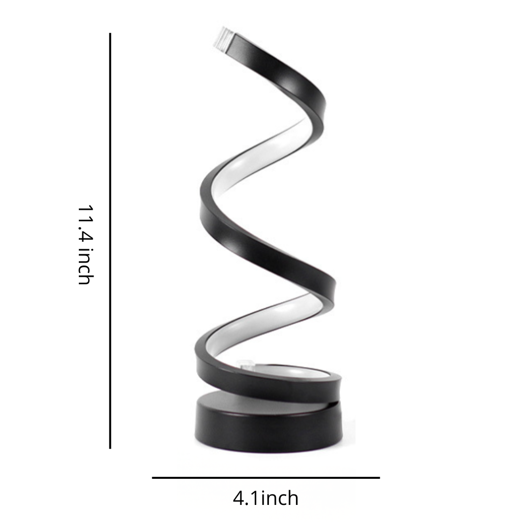 Modern Spiral Table Lamp | Dimmable LED | 11.4" Tall | Energy-Efficient Sculptural Light