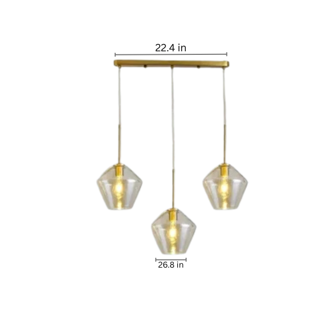 Amber Glass LED Chandelier | Modern Dimmable Pendant Light | Indoor Bedroom Living Room | Brick by Brick