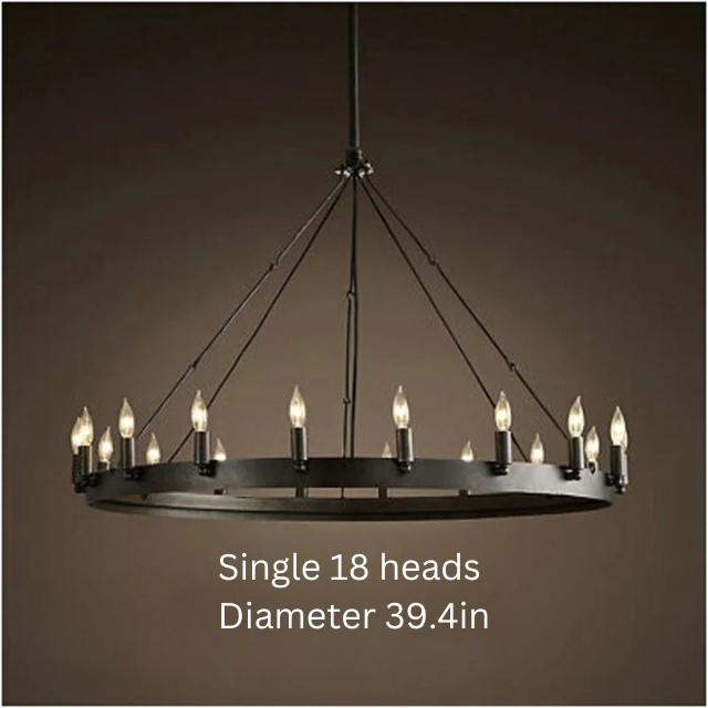 Vintage Industrial Iron Pendant Lamp | 12 - 33 Heads | Round Retro Chandelier | LED Compatible Droplight for Home Café Restaurant | Brick by Brick