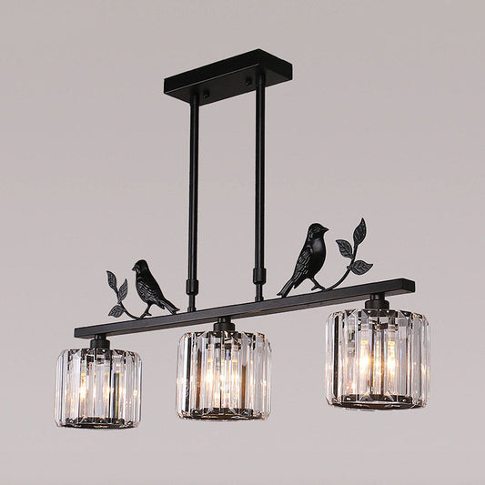 Birdie Crystal Island Chandelier | Multi-Head Pendant | 26.77 x 27.56 in | Elegant Long Chandelier | Brick by Brick