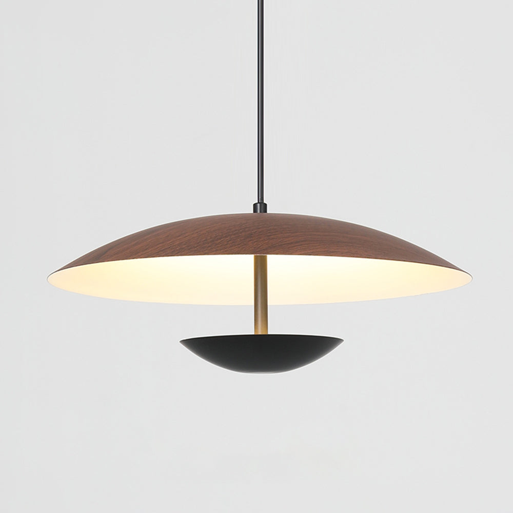 Nordic LED Frisbee Pendant Light | 13.8/17.7" x 4.7 in | Wood & Brown | Metal fixture | Brick by Brick