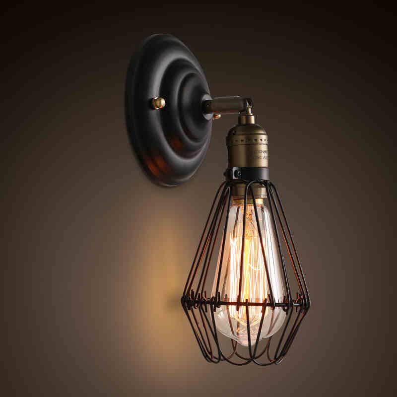Alessio Industrial Lantern Wall Lamp | 5.5 x 7 x 11 in | Black or Rust Metal Finish | E26 Socket | Brick by Brick
