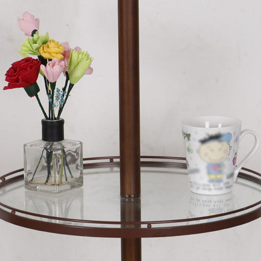 Eryn Retro Drum Floor Lamp | 9 x 16 x 64 in | Fabric Shade | Metal Base | With or Without Tray | Brick by Brick