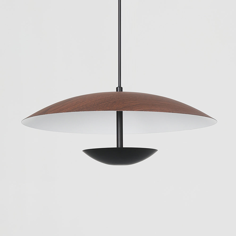 Nordic LED Frisbee Pendant Light | 13.8/17.7" x 4.7 in | Wood & Brown | Metal fixture | Brick by Brick