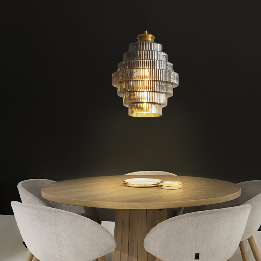 Antique Brass Pendant Light | 59.06 x 11.81 x 8.66 in | Classic Glass Shade Ceiling Light | Timeless Interior Accent | Brick by Brick