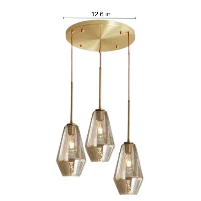 Amber Glass LED Chandelier | Modern Dimmable Pendant Light | Indoor Bedroom Living Room | Brick by Brick