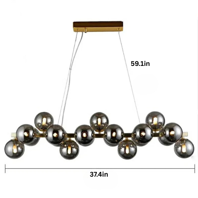 Modern Glass Pendant Chandelier | H59 in | LED Ceiling Light | Adjustable Hanging Lamp with Remote | Dimmable Indoor Lighting | Brick by Brick