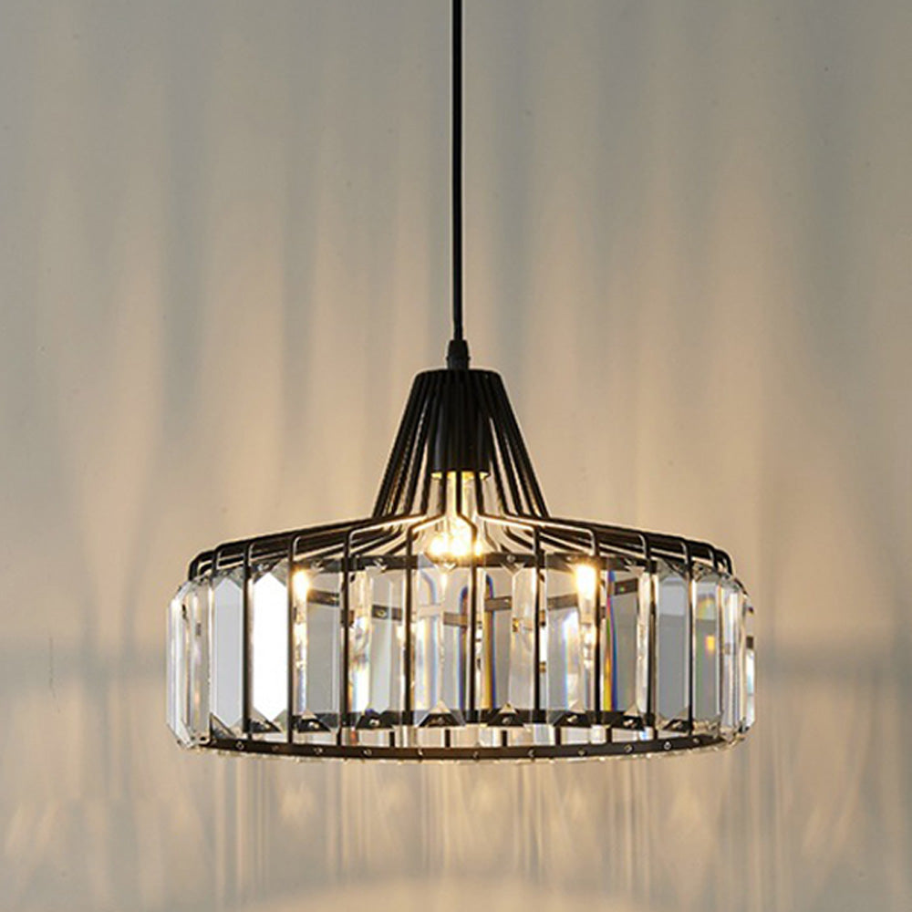 Black Crystal Pendant Light | Sleek Black Finish | Shimmering Crystal Accents | Statement Lighting | Brick by Brick