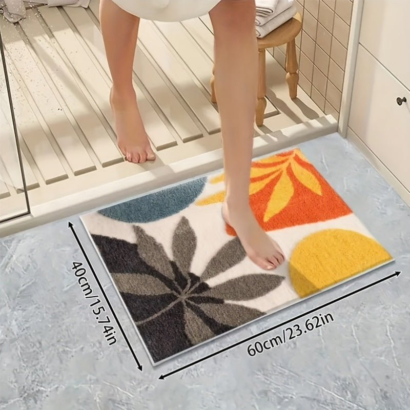 Modern Abstract Bath Mat | Soft Microfiber Absorbent | Quick-Dry | Non-Slip | Brick by Brick