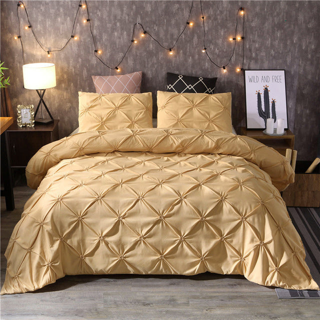 Pinch Pleat Duvet Cover Set | 65.7 - 90.6 in | Diamond Pattern Bedding | Elegant Home Décor | Brick by Brick