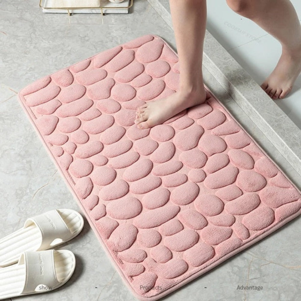 Non Slip Bathroom Mat | Memory Foam Cobblestone Rug, Soft Cushioned & Machine Washable | Brick by Brick