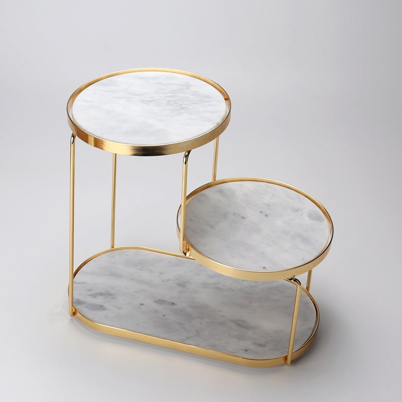 Luxury Marble Tiered Tray | Oval Base | Gold-Finish | Decorative & Serving | Brick by Brick