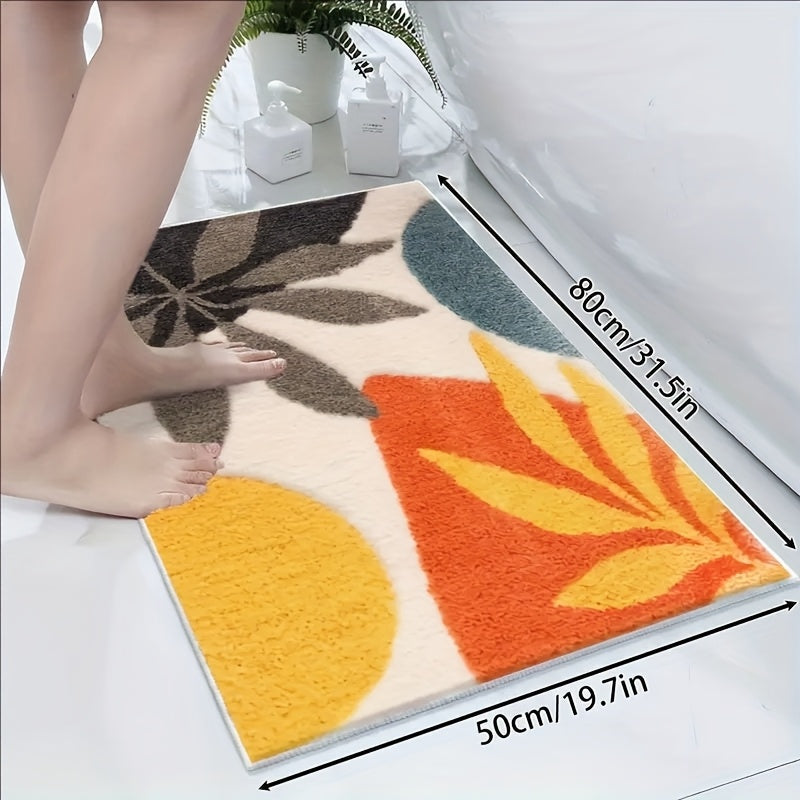 Modern Abstract Bath Mat | Soft Microfiber Absorbent | Quick-Dry | Non-Slip | Brick by Brick