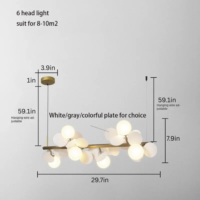Modern Nordic Glass Ball Chandelier | 6 - 12 Heads | Long Gold Iron Pendant Light | LED Hanging Lamp | Brick by Brick