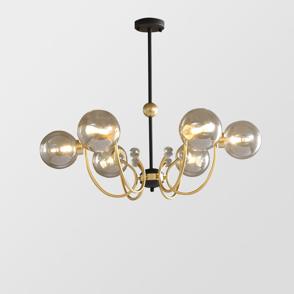 Modern Chrome Chandelier | Nordic Glass Ceiling Light | 25.6–37 x 29.5 in | Contemporary Home Lighting | Brick by Brick