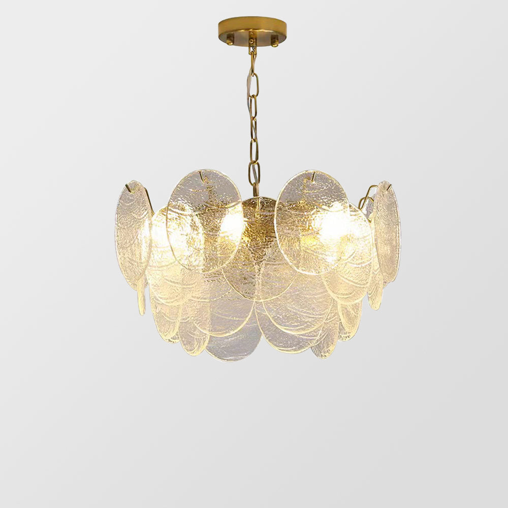 Gold Wavy Glass Chandelier | 16.5–19.7 x 15.7–19.7 inc | Modern Ceiling Light | Elegant Pendant | Brick by Brick