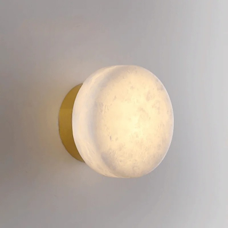 Marble Wall Lamp | 5.43x3.35 in | Modern Copper & Frosted Glass | LED Up & Down Lighting | Home Interior Lighting | Brick by Brick