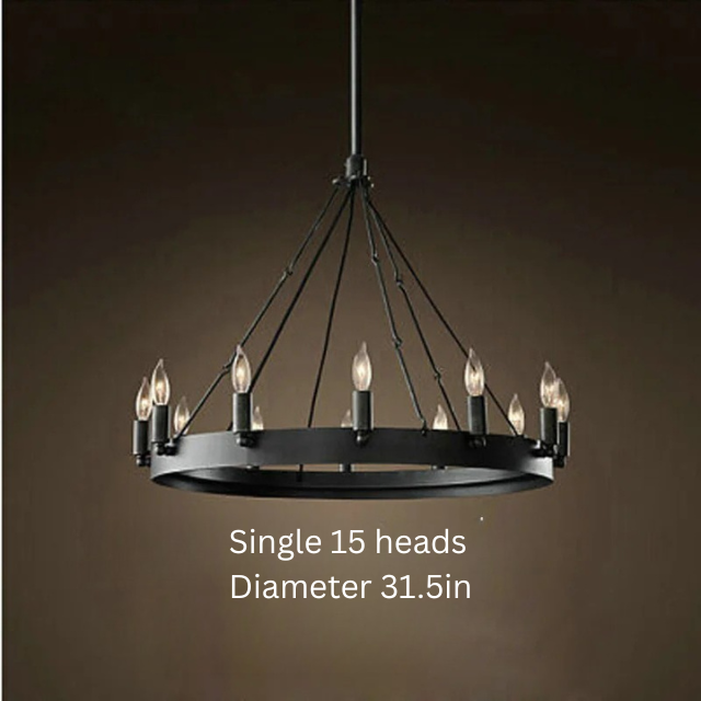 Vintage Industrial Iron Pendant Lamp | 12 - 33 Heads | Round Retro Chandelier | LED Compatible Droplight for Home Café Restaurant | Brick by Brick