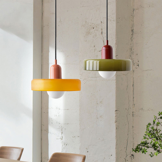 Modern Glass LED Pendant Light | H7.09"or H8.66" | Bauhaus-Inspired | Ceiling Fixture | Brick by Brick