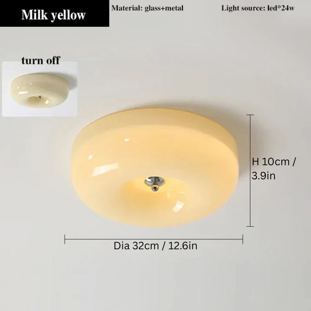 Bauhaus Ceiling Lamp | Dia 12.6 - 18.1 in | Nordic Glass LED Flush Mount Light | Simple Modern Pudding Style | Brick by Brick